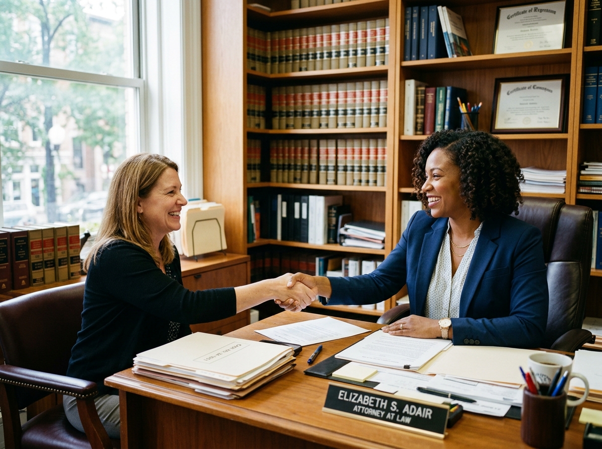 Attorney shaking hands with a client