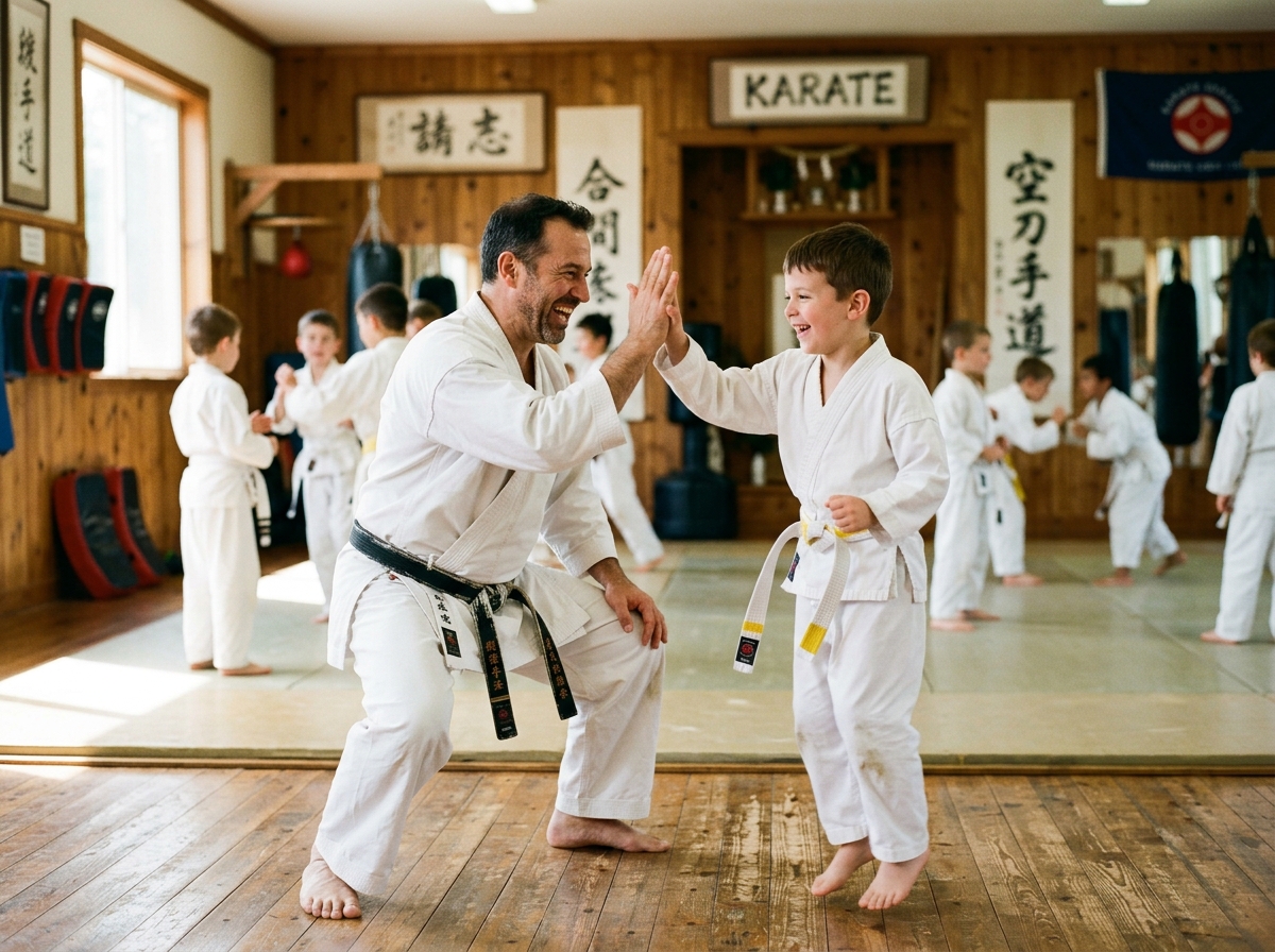 Instructor giving a student a high five